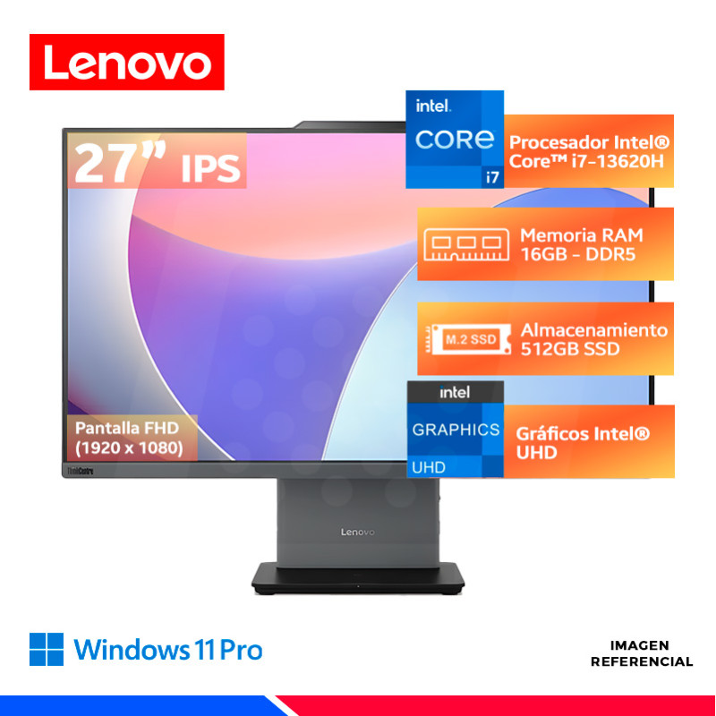 Aio Lenovo ThinkCentre Neo 50a 27 Gen 5, Ci7-13620H, 16GB, SSD 512GB, 27" Aio Lenovo ThinkCentre Neo 50a 27 Gen 5, Ci7-13620H, 16GB, SSD 512GB, 27"