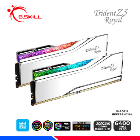 MEM. RAM G.SKILL TRIDENT Z5 ROYAL SILVER, INTEL XMP, 32GB (16x2) DDR5 6400 MHZ, CL30
