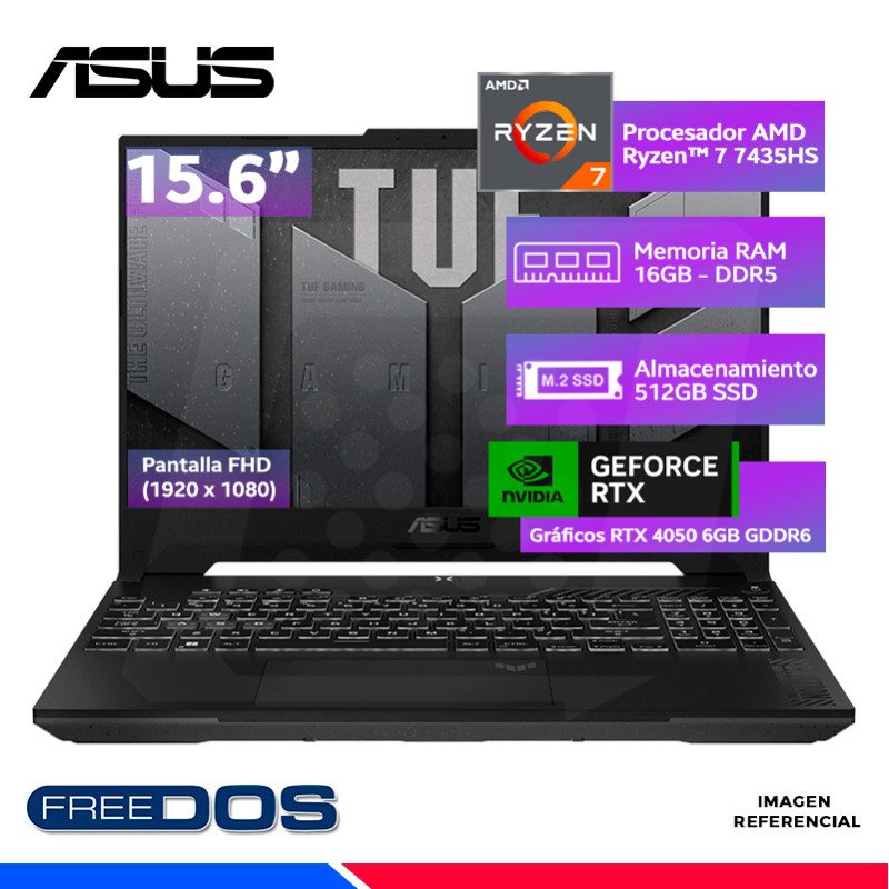 LAPTOP ASUS TUF GAMING FA507NUR-LP005, R7-7435HS, 16GB, SSD 512GB, RTX 4050, 15.6" LAPTOP ASUS TUF GAMING FA507NUR-LP005, R7-7435HS, 16GB, SSD 512GB, RTX 4050, 15.6"