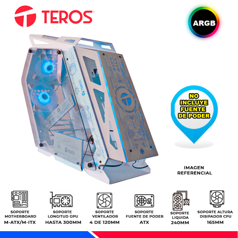 CASE GAMING TEROS TE-1311G, WHITE, 4 FAN ARGB, V/TEMPLADO CASE GAMING TEROS TE-1311G, WHITE, 4 FAN ARGB, V/TEMPLADO