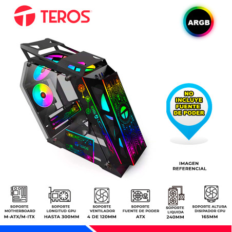 CASE GAMING TEROS TE-1312G, BLACK, 4 FAN ARGB, V/TEMPLADO
