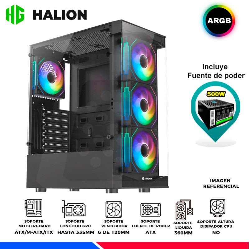 CASE GAMER HALION TAURO CR33, COOLER ARGB, F/500W CASE GAMER HALION TAURO CR33, COOLER ARGB, F/500W