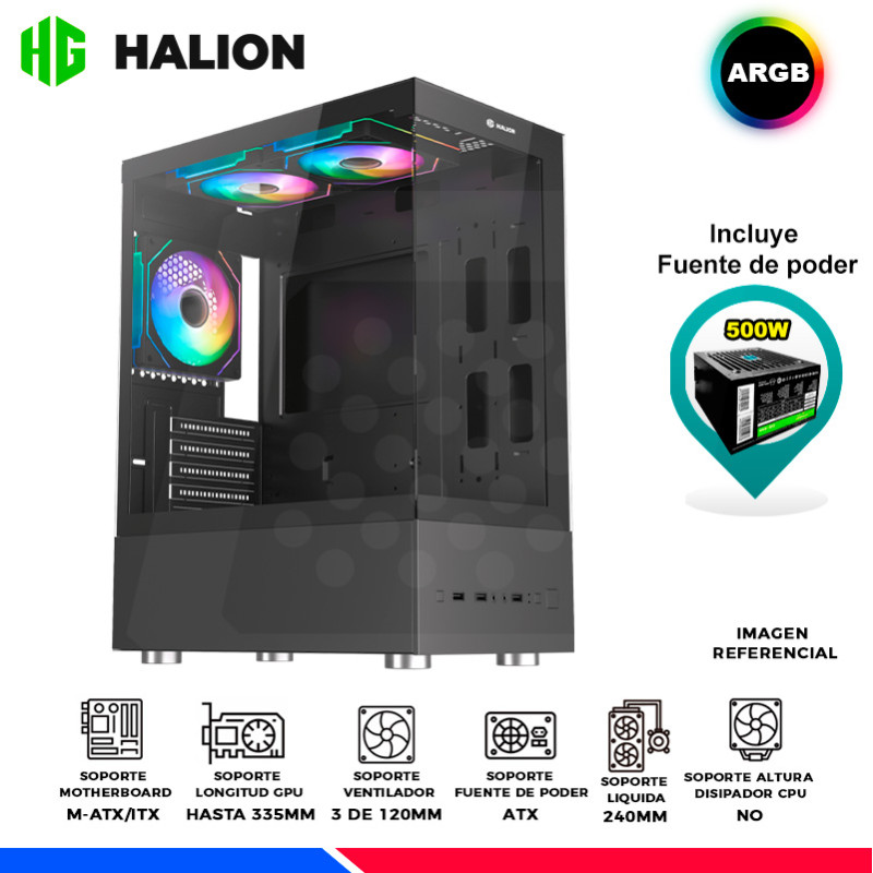 CASE GAMER HALION BUFFALO CR41 FISH TANK, COOLER ARGB, F/500W CASE GAMER HALION BUFFALO CR41 FISH TANK, COOLER ARGB, F/500W