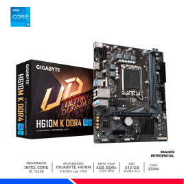 Pc Basic Plus: Intel core i5-12400, 8GB DDR4, SSD 512GB, CASE C/FUENTE 230W, MONITOR 24", KIT
