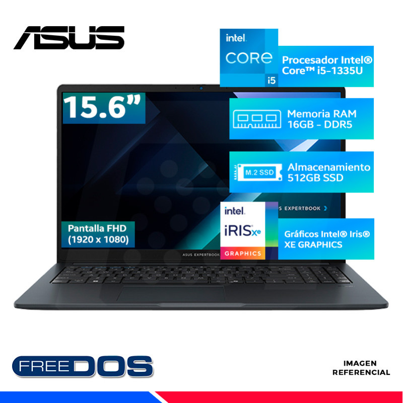LAPTOP ASUS ExpertBook B1503CVA-NJ2187, INTEL Ci5-1335U, 16GB DDR5, SSD 512GB, 15.6" FHD LAPTOP ASUS ExpertBook B1503CVA-NJ2187, INTEL Ci5-1335U, 16GB DDR5, SSD 512GB, 15.6" FHD