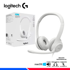 MICROFONO AURICULAR LOGITECH H390 USB, CANCELACION DE RUIDO, WHITE