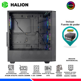 CASE GAMER HALION INFINITY 417, ARGB, F/600W, V/TEMPLADO
