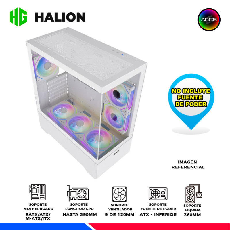 CASE GAMER HALION JUPITER K04 BLANCO, 6 COOLER ARGB, V/TEMPLADO CASE GAMER HALION JUPITER K04 BLANCO, 6 COOLER ARGB, V/TEMPLADO
